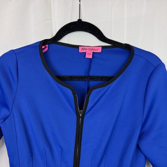 Betsey Johnson scuba zip up skater mini dress sz 4 funky y2k vibrant funky retro - Picture 2 of 10